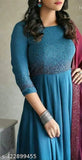Georgette embellished shiroski gown with dupatta, Indian bridal wear on mannequin