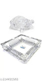 4" inch Crystal Tortoise Plate Glassware Transparent Bowl Round in 4 * 4 Inch Square Glass Plate White Plates Feng Shui Showpiece