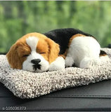 Brown & white polyresin Ubom sleeping cute dog for car dashboard and home decor, with activated carbon showpiece - great gift for pet lovers