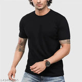 Men's cotton Black & White pack of 2 round neck, half sleeves T-shirts. Cotton, solid pattern, short sleeves. Sizes: S, M, L, XL, XXL. Made in India