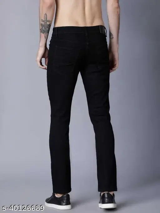 Fancy modern men jeans - 100% pure denim, stretchable, solid pattern, waist size 28/30, length size 44 in. (India-made)
