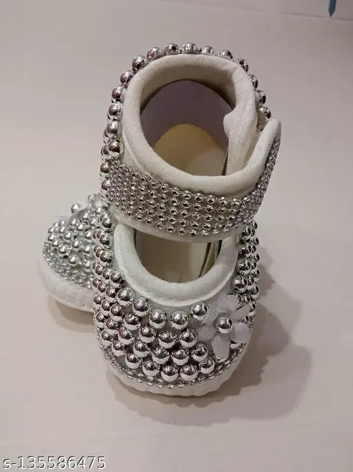 Silver pearl embellished shoes for toddlers, party wear, 10-12 months, Indian origin