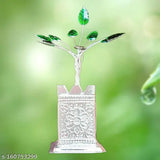 Silver-plated Tulsi plant decor, Indian-crafted, gift-worthy, enhances home decor