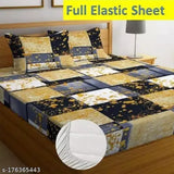 Black box containing premium cotton, elastic fitted bedsheets and 2 pillow covers for a double bed (78x72+10), super soft and 180 TC, ideal for summer, adult use