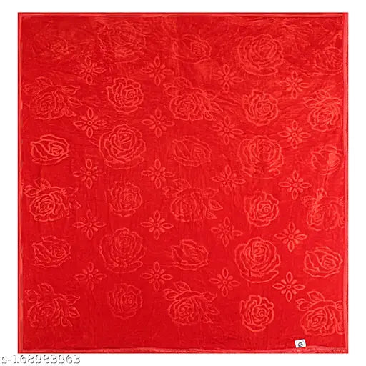 Attractive floral polyester mink blanket, ideal for heavy winter use. One 90x85 inch double bed size