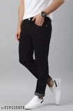 Dark wash men's denim jeans with cuffed ankles