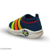 Blue kids' walking shoes with music, colorful design