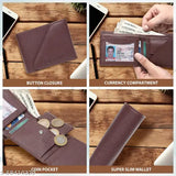 Brown faux leather mens wallet with flap closure, sleek and modern design, perfect gift for any occasion