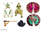 Brass Krishna idol: Laddu Gopal Thakur ji with Bansi Mukutset, Indian decorative showpiece (Size 1no.)