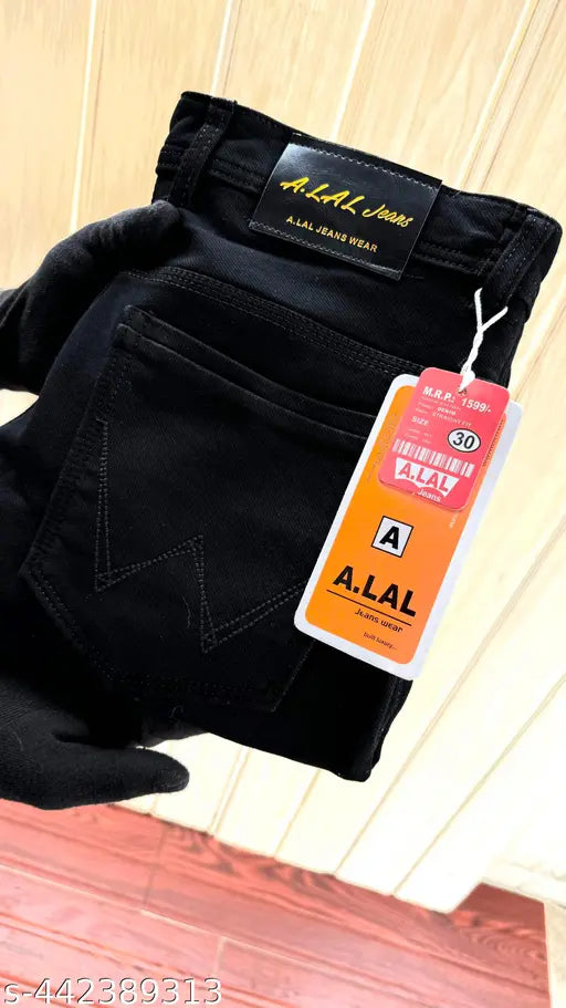 Comfortable stretchable denim slim fit jeans for men, lightweight and trendy, different colors on model during IN HOUSE PHOTO SHOOT. Fits well with lengths around 39 inches (Note: For heights over 6 feet, avoid sizes 26, 28; good options are 30, 32, 34, 36). Made in India