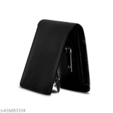 Brown PU two-compartment wallet with five card slots, coin pocket, and zip lock currency compartments. Classic stylish trending mens accessory for daily use, perfect gift