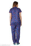 Stylish free-size satin Sarina pyjama set, printed nighty suit for women, premium quality Indian-made nightwear with short sleeves & soft feel