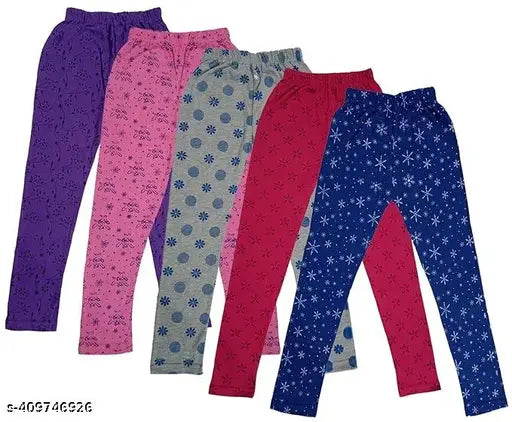 Hivata women's multi-colored print pajama pants, hosiery material, casual track style, lower cut bottom, night lounge wear, may vary in color, pack of 5