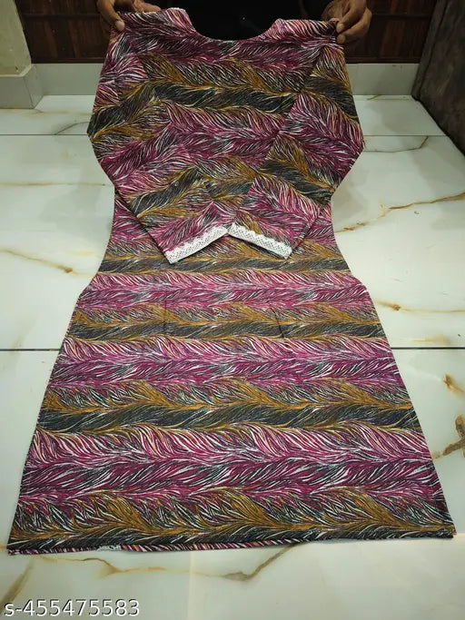 Purple woolen kameez with lace work