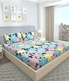 Royal soft floral Elastic Fitted Cotton bedsheet with 2 pillow covers, ideal for summer on a double or king-size bed