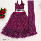 Attractive kids' net marble lehenga choli (2-11 years), Indian handcrafted traditional wear for festivals