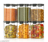 Six DalFood pasta/groceries lock container set, plastic, airtight, in-set compartments, for kitchen storage