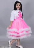 Pastel net below-knee festi dress for girls (1-10 years), Indian origin