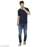 Blue, cotton round neck t-shirt for men, premium bio-washed fabric, antibacterial and odorless