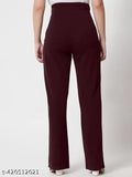High-waisted bell bottom trousers, red, plaid pattern