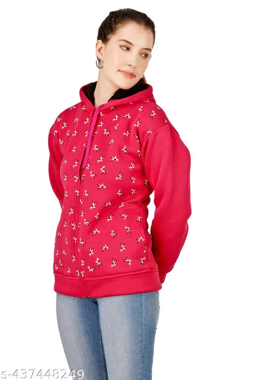 Urbane printed wool sweatshirt for women, long sleeves, available in sizes S-XXL