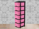 Pink drawer organizer system with six compartments