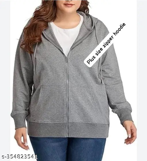 Fleece, plus size, stylish women's jacket - solid color, long sleeves, XXL & XXXL sizes from India