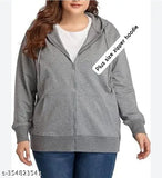 Fleece, plus size, stylish women's jacket - solid color, long sleeves, XXL & XXXL sizes from India