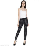 Cotton blend printed net jeggings for women - modern style, ankle length, stretchable, pack of 2