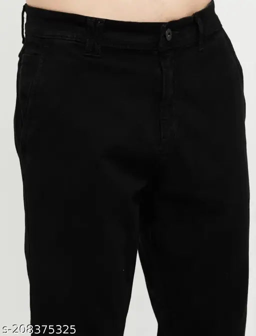 Black cotton lycra denim jeans by Hopewell Fashion, size 34 with waist 34in, length 41in, hip 40in