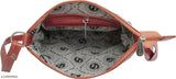 Brown leather clutch with a zipper closure