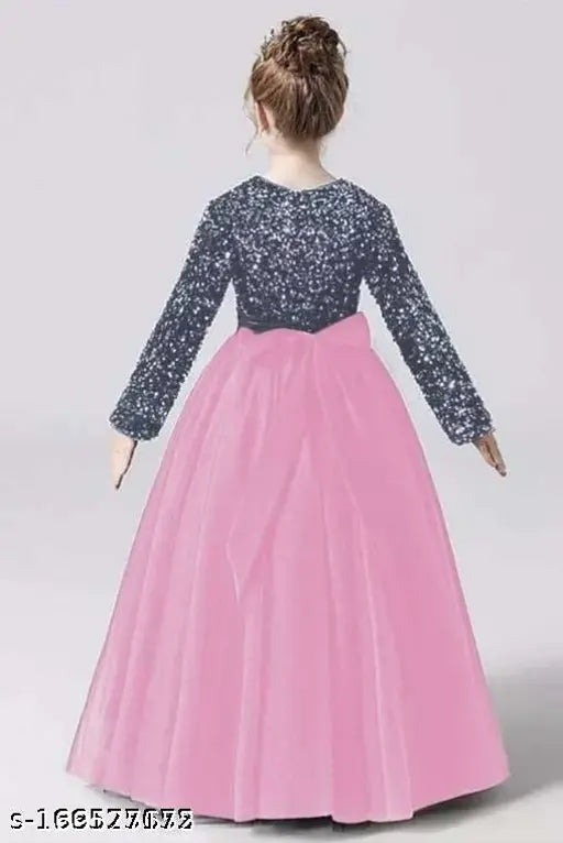 Embellished net party dress for girls (3-4 years), long sleeves, made in India