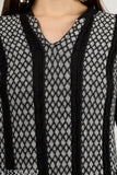 Women's printed wool kameez with v neckline