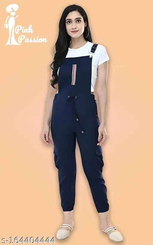 Navy striped cotton blend jumpsuit, sleeveless, trending fashion for women S28, M30, L32, XL34, origin India