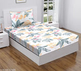 Premium cotton "2" single bedsheet with "2" zipper pillow covers (90 x 60), high-quality, super soft combo for long-lasting comfort and color retention. Made in India