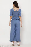 Stylish crepe jumpsuit, solid net, M (36in bust, 20in length, 28in waist), India-made, contemporary women's western wear
