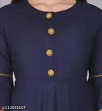 Navy blue rayon Akarsha Anarkali kurti, traditional Indian women's fashion with three-quarter sleeves