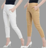 High-quality cotton ladies pants, solid color, stretchable and fully breathable, Indian craftsmanship