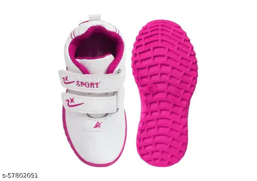 Pink, rubber sports shoes with white soles