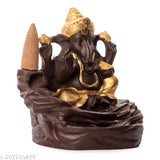 Divine Collections Lord Ganesha Poly Resin Backflow Fountain, intricately sculpted Ganesh figure, comes with 10 free smoke cones