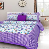 White cotton Jaipuri double queen size bedsheet (90x100 inches) by Navkar Creation, ideal for heavy winter and adult use