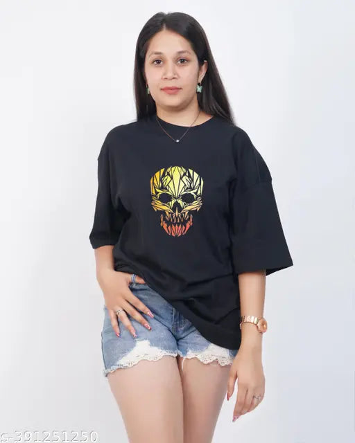 Black oversized T-shirt with skull print
