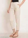 Brown linen embroidered kurta, cropped leg pants