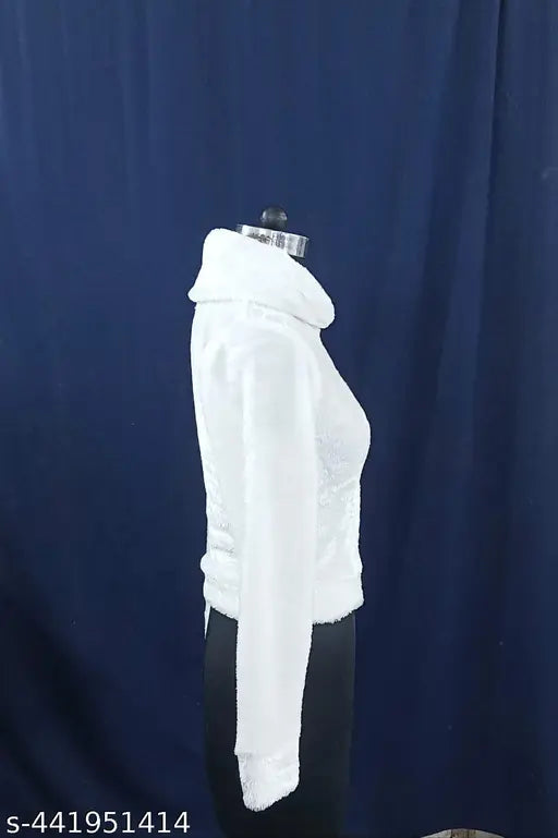 Wool long-sleeved Swed shirt in white, classic solid design for men (N/S M/L XL)