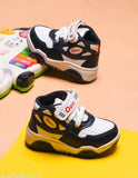 Boys' sports white sneakers with black laces, suitable for outdoor activities and daily wear