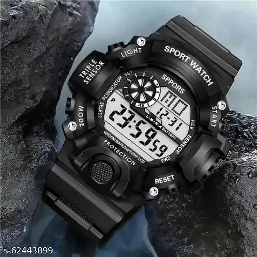 New generation watch with digital display, strap and light, for men