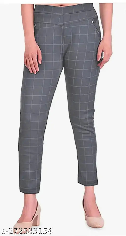 Stretchable grey blue printed net jeggings combo for women's comfort, advanced quality with double pockets, size 24-32, made in India