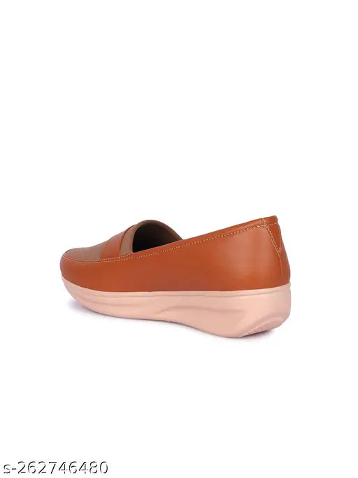 Tan synthetic ballerinas by Furiozz - elegant women's shoes with closed back, unique style and comfortable sole
