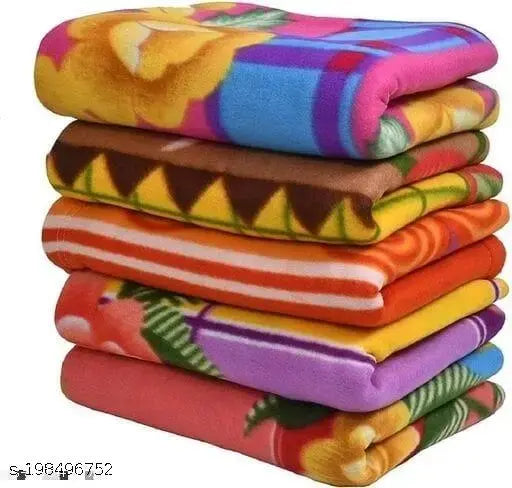 Multi-colored floral print polar fleece AC single bed blankets, pack of 5, free size (60x90 inches), from Shine Creations (India)