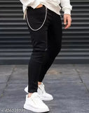 Mens slim fit black jeans with chain detail